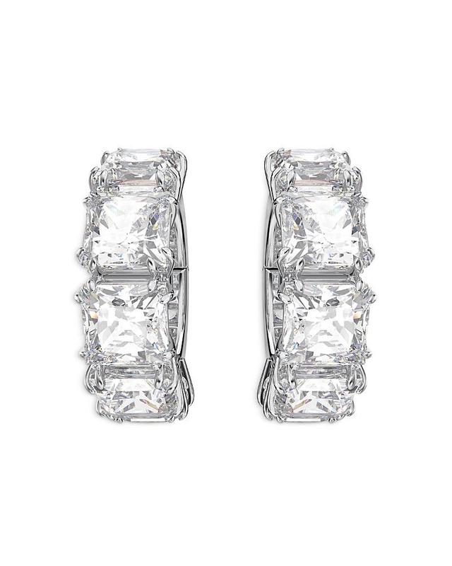 Swarovski Millenia Square Crystal Clip On Hoop Earrings in Rhodium Plated Product Image