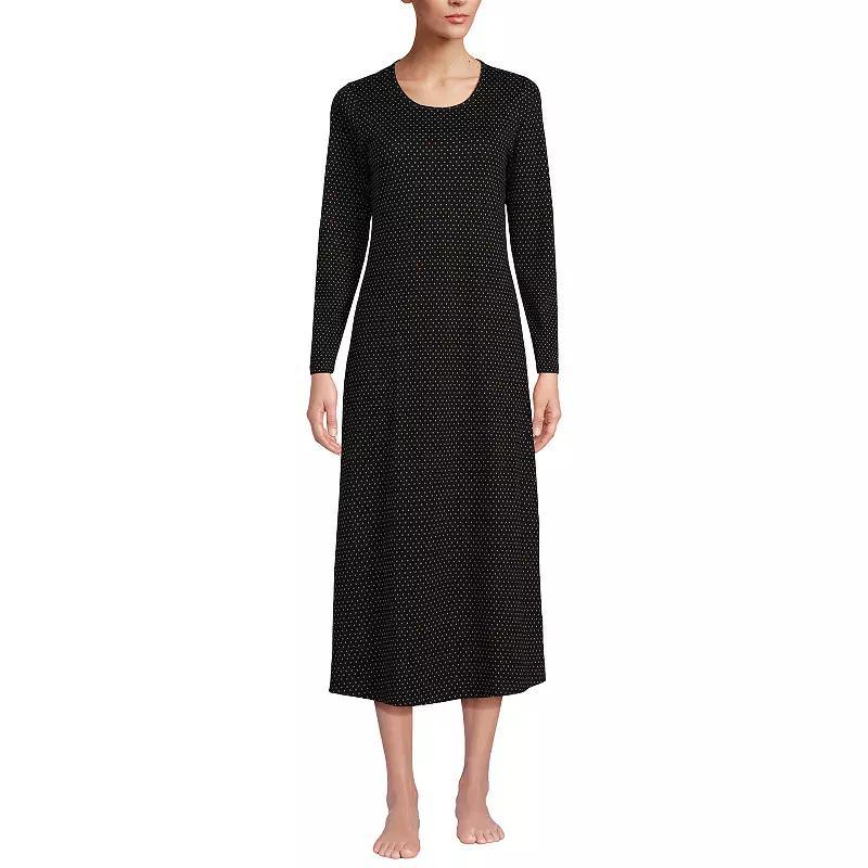 Lands End Womens Cotton Long Sleeve Midcalf Nightgown Product Image