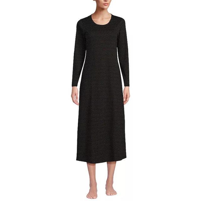 Lands End Womens Tall Cotton Long Sleeve Midcalf Nightgown Product Image