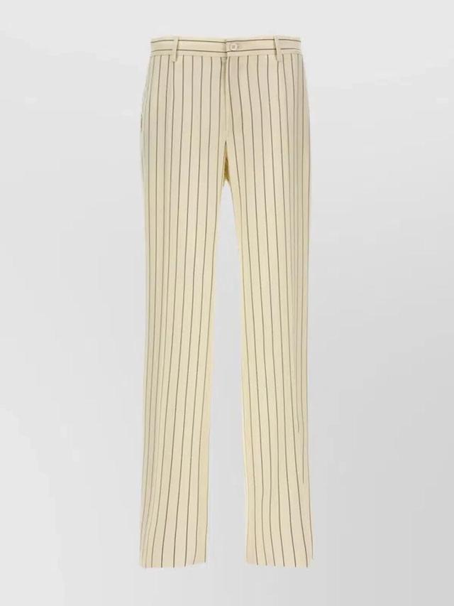 Striped Trousers With Belt Loops And Pockets In Neutral Product Image