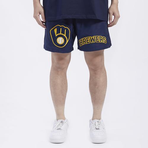 Pro Standard Mens Pro Standard Milwaukee Brewers Dbl Logo Woven Short - Mens Navy/Navy Product Image