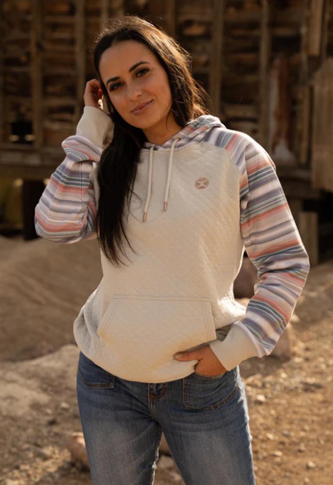 Hooey® Ladies "Summit" Cream/Serape With Quilted Body Hoodie Product Image