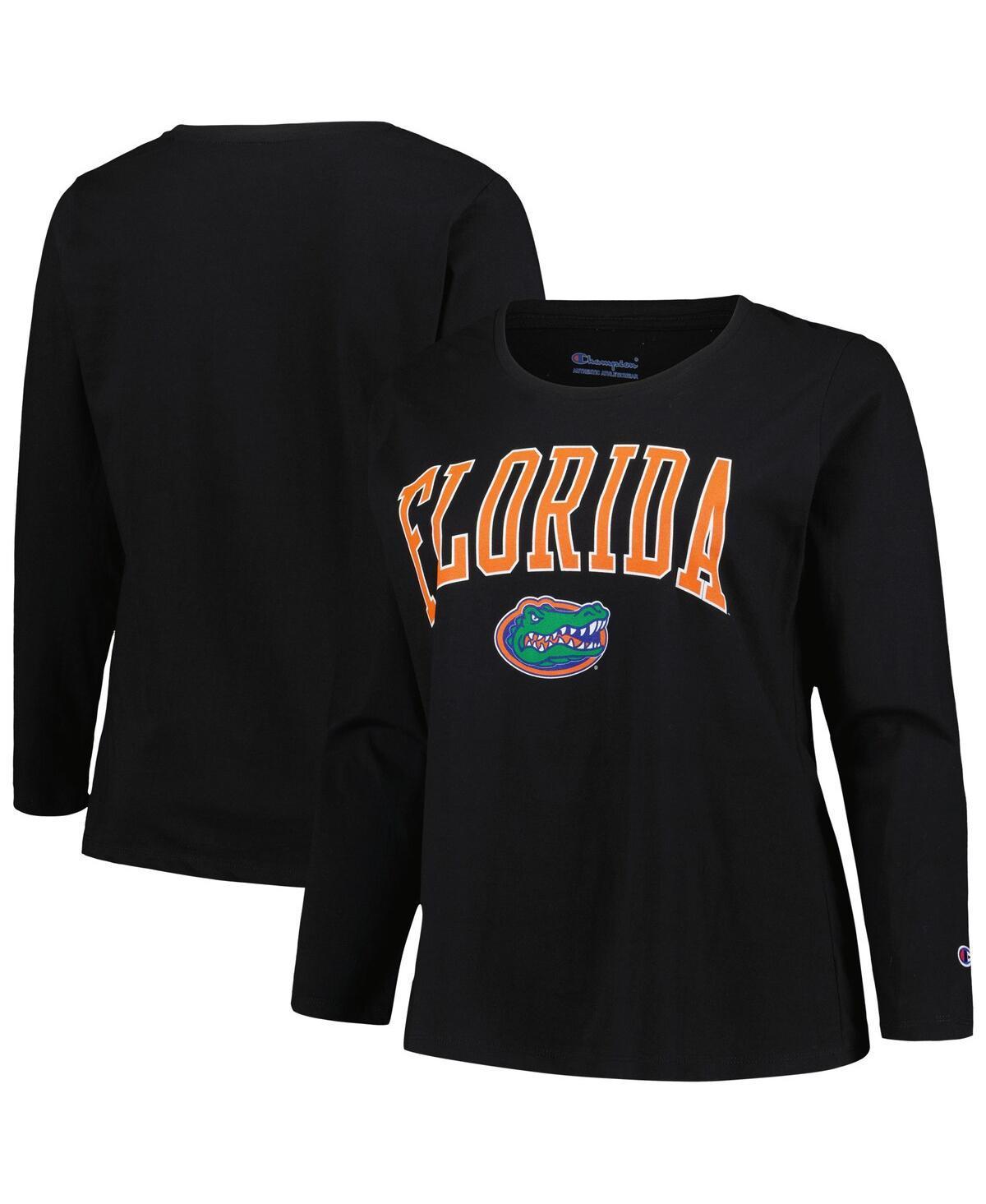 Womens Profile Black Florida Gators Plus Size Arch Over Logo Crew Neck Long Sleeve T-shirt Product Image