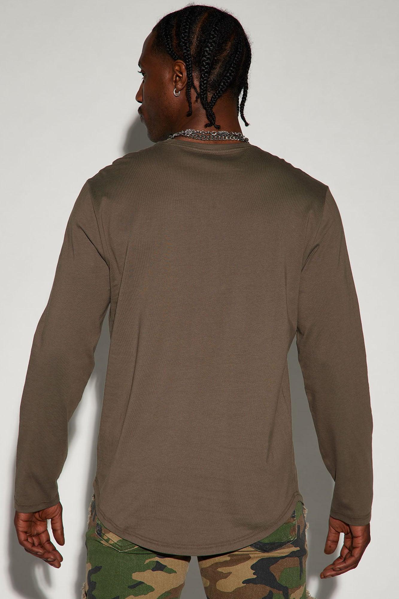 Essential Long Sleeve Scallop Tee - Olive Product Image