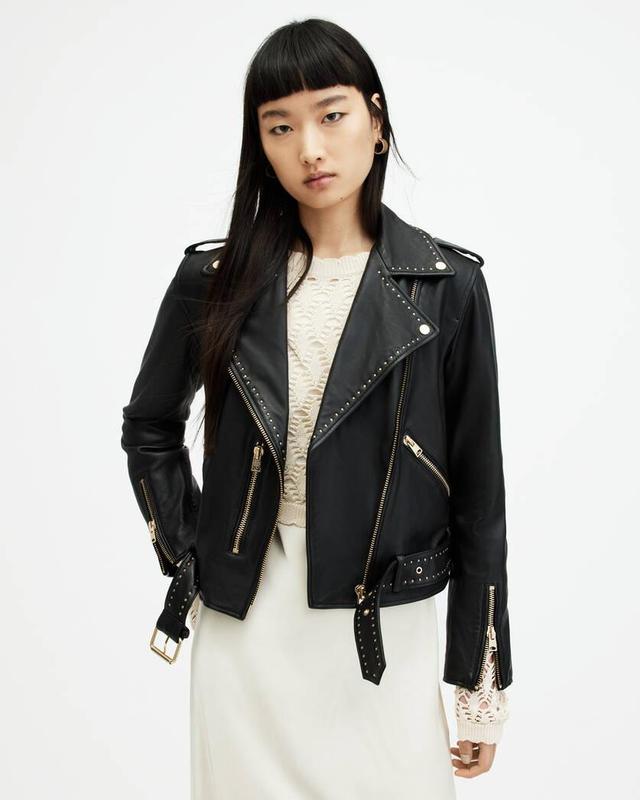 Balfern Studded Leather Biker Jacket Product Image