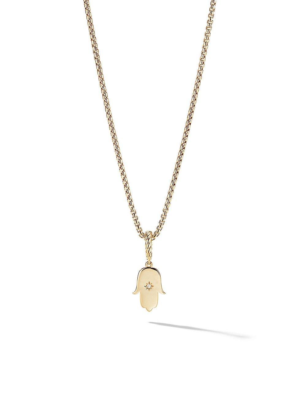 Womens Hamsa Amulet in 18K Yellow Gold with Center Diamond Product Image