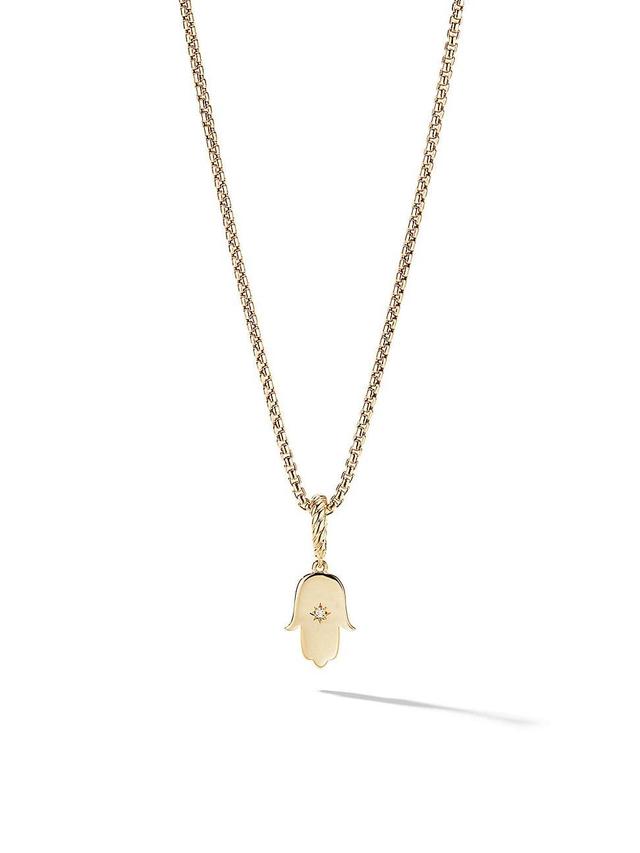 Womens Hamsa Amulet in 18K Yellow Gold with Center Diamond Product Image