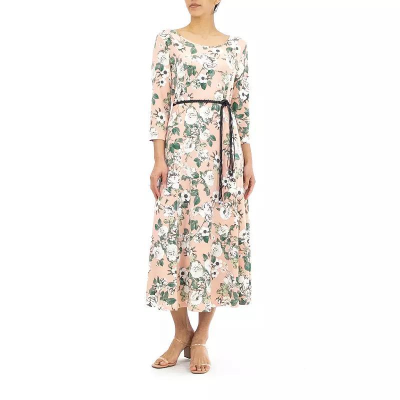 Women's Nina Leonard Sylvania Floral Midi Dress, Size: Small, Blush Pink Product Image