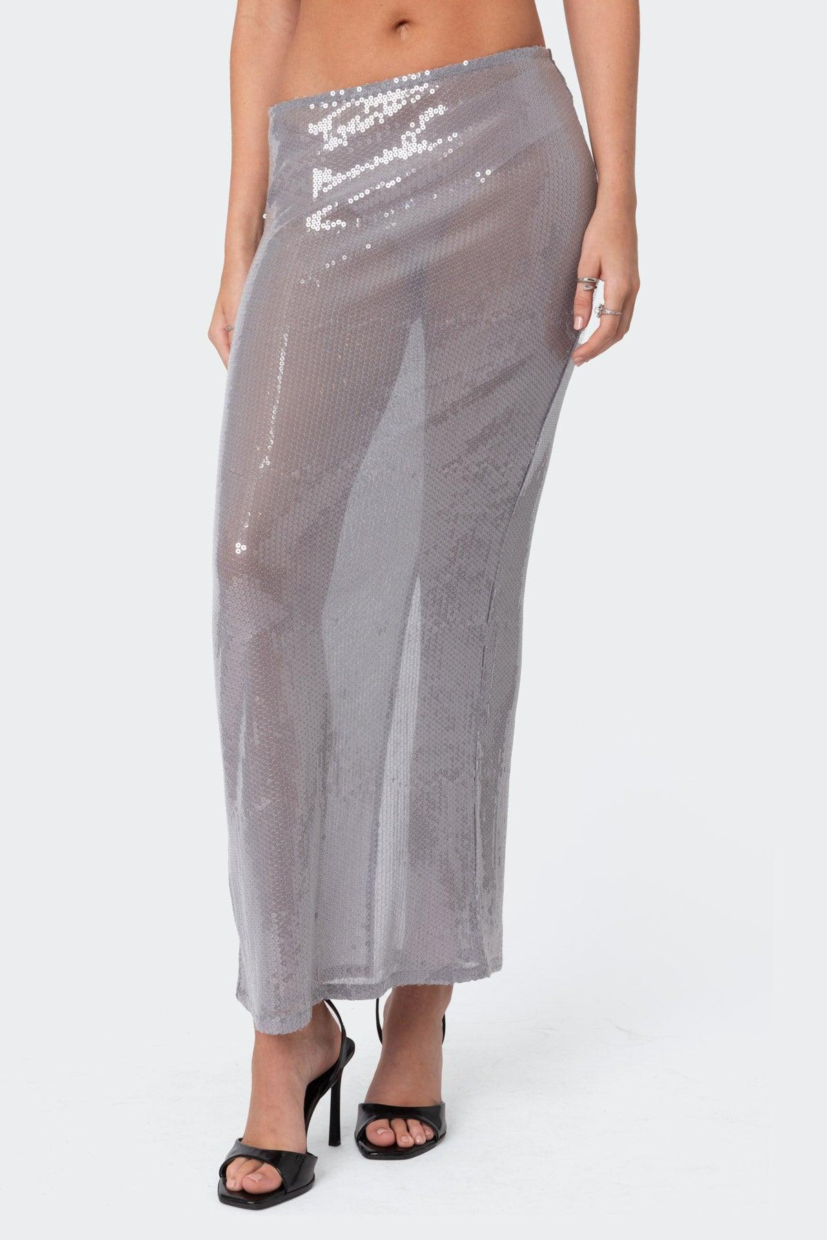 Riki Sheer Sequin Maxi Skirt Product Image