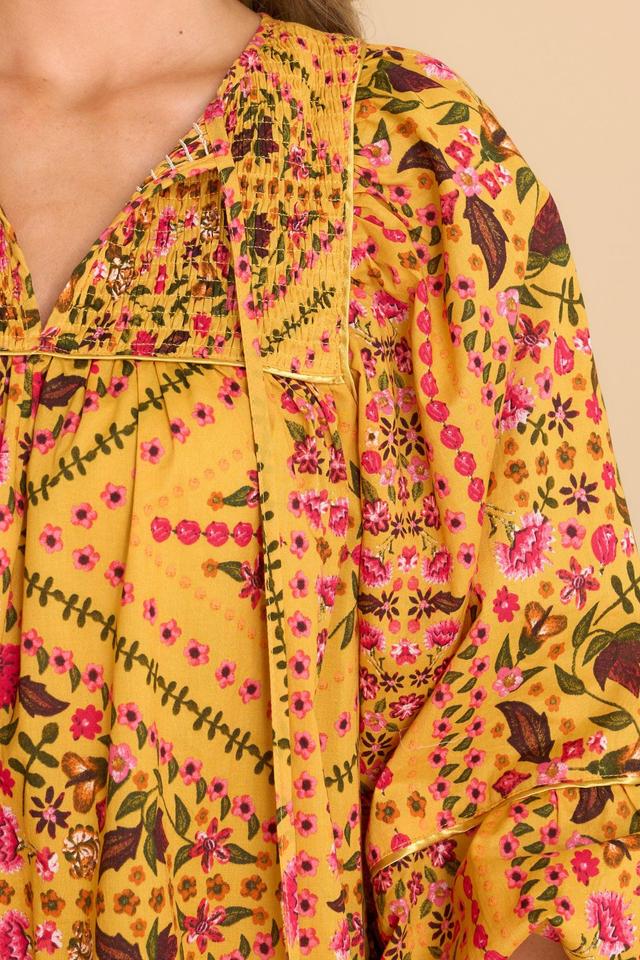 You're My Favorite Mustard Floral Dress Yellow Multi Floral Product Image