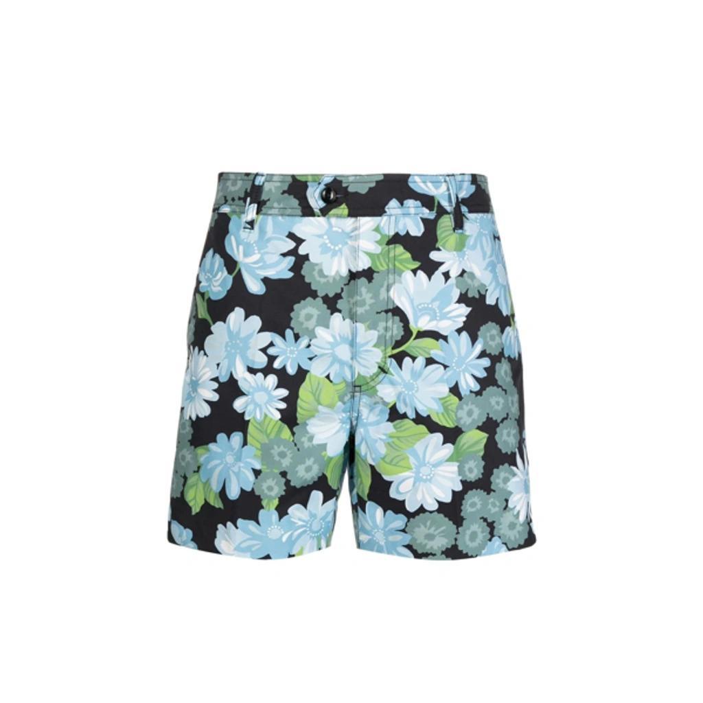 Flower Print Shorts In Blue Product Image