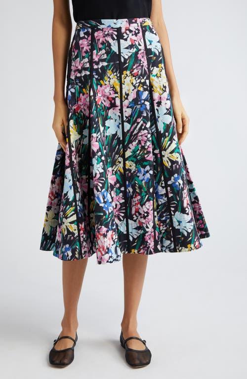 Womens Floweworks Cotton Godet Midi-Skirt Product Image