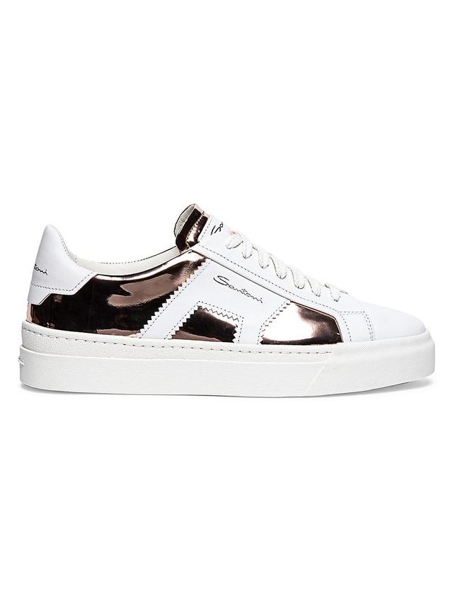 Womens Metallic Leather Low-Top Sneakers Product Image