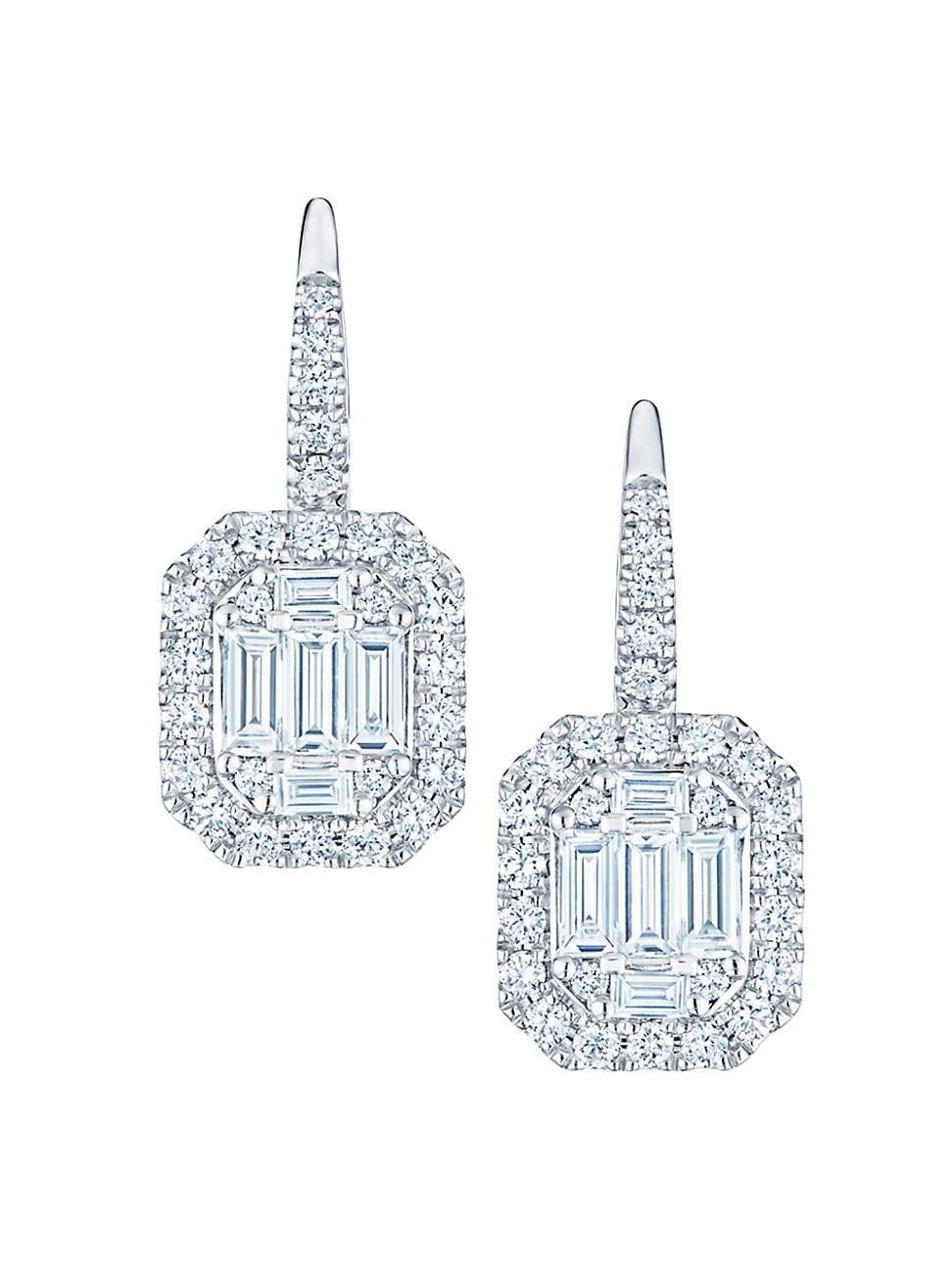 Womens 18K White Gold & Diamond Drop Earrings Product Image