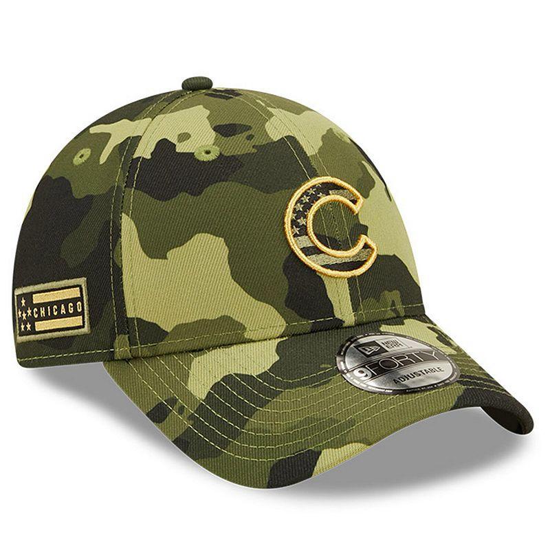 Mens New Era Camo Chicago Cubs 2022 Armed Forces Day 9FORTY Snapback Adjustable Hat, Green Product Image