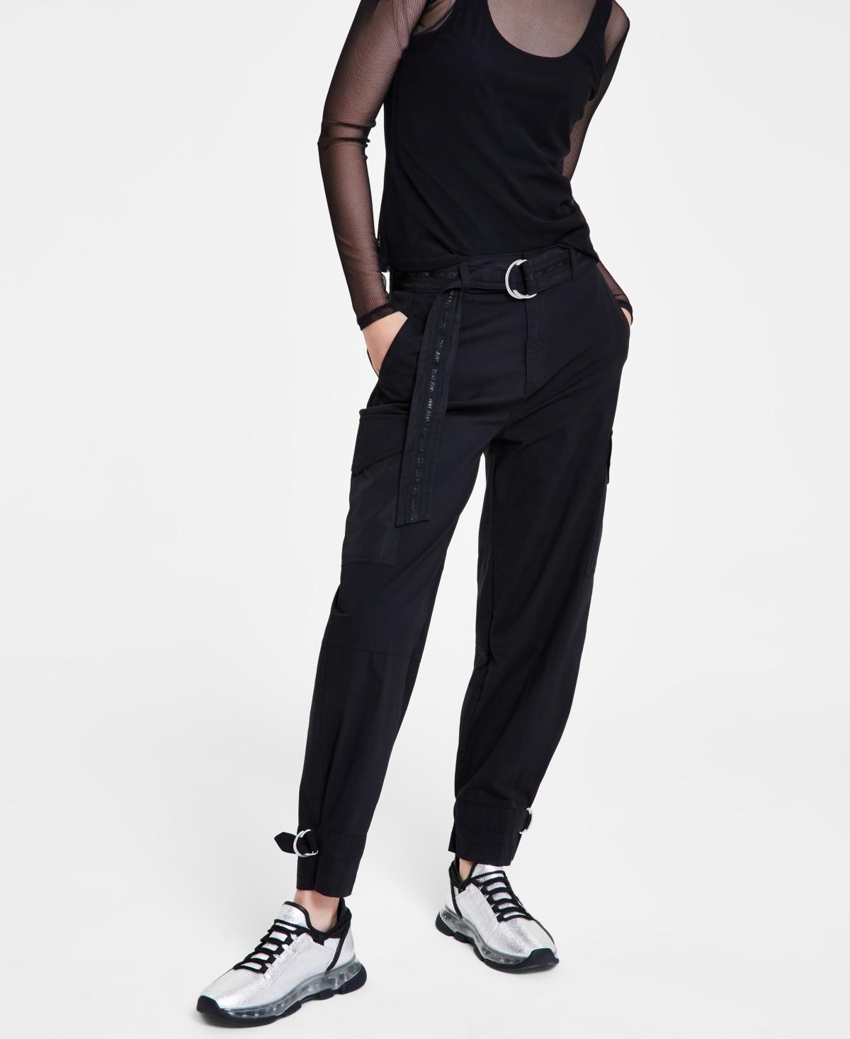 Women's Belted Mixed Media Cargo Pants Product Image