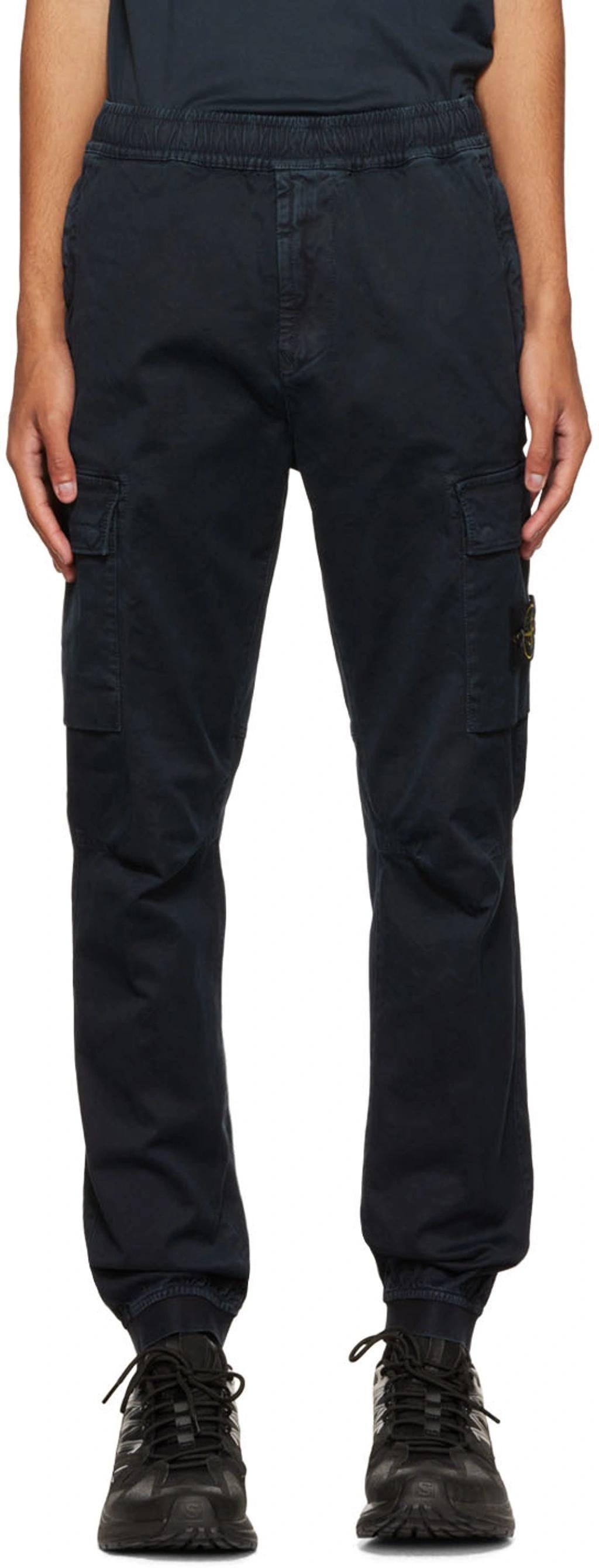 STONE ISLAND Navy Patch Cargo Pants In Blue Product Image