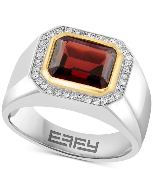 Effy Mens Garnet (4-1/10 ct. t.w.) & Diamond (1/6 ct. t.w.) Ring 14k Gold-Plate - Sterling Silver Product Image