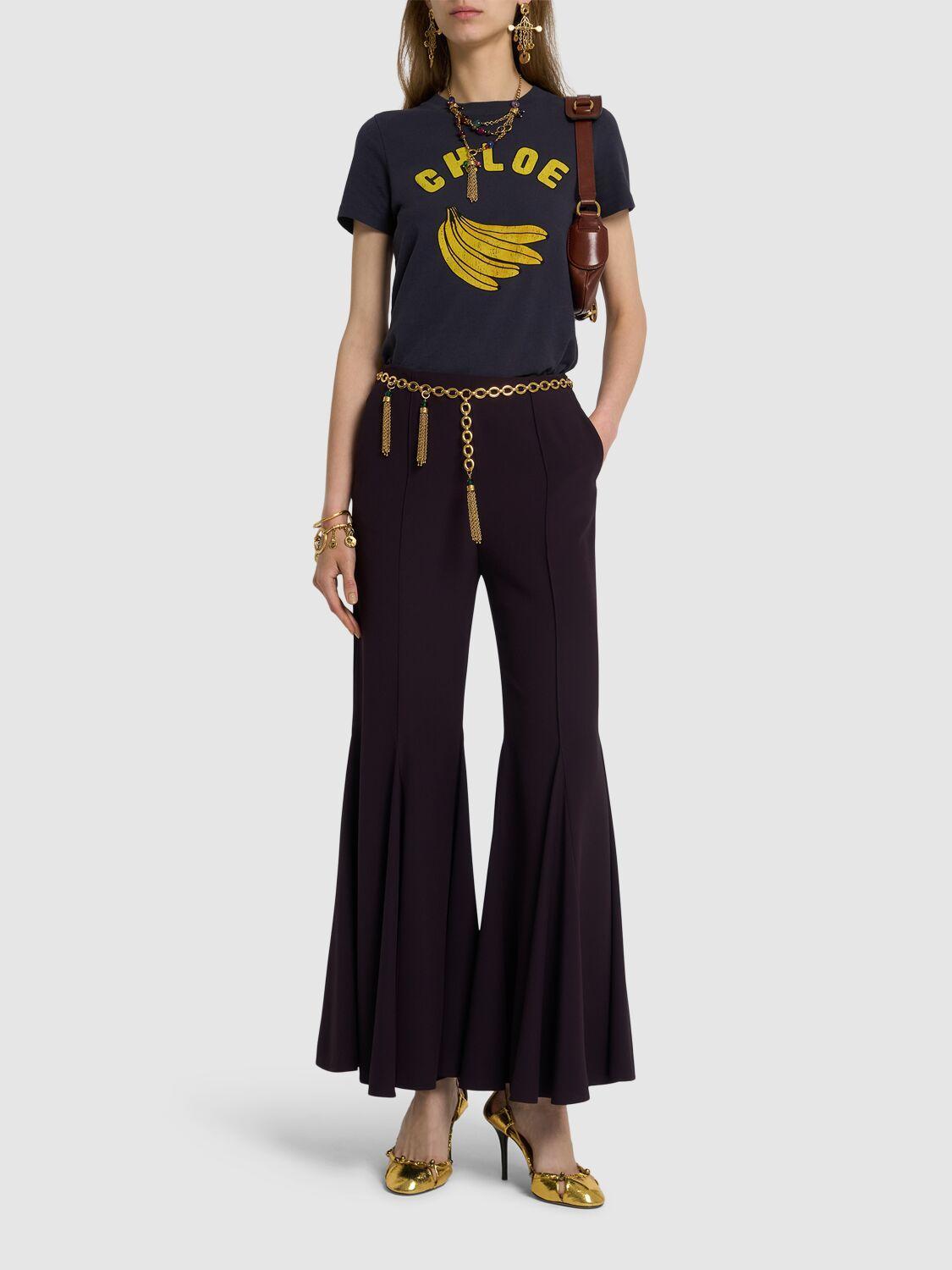 CHLOÉ High Rise Flared Pants In Purple Product Image