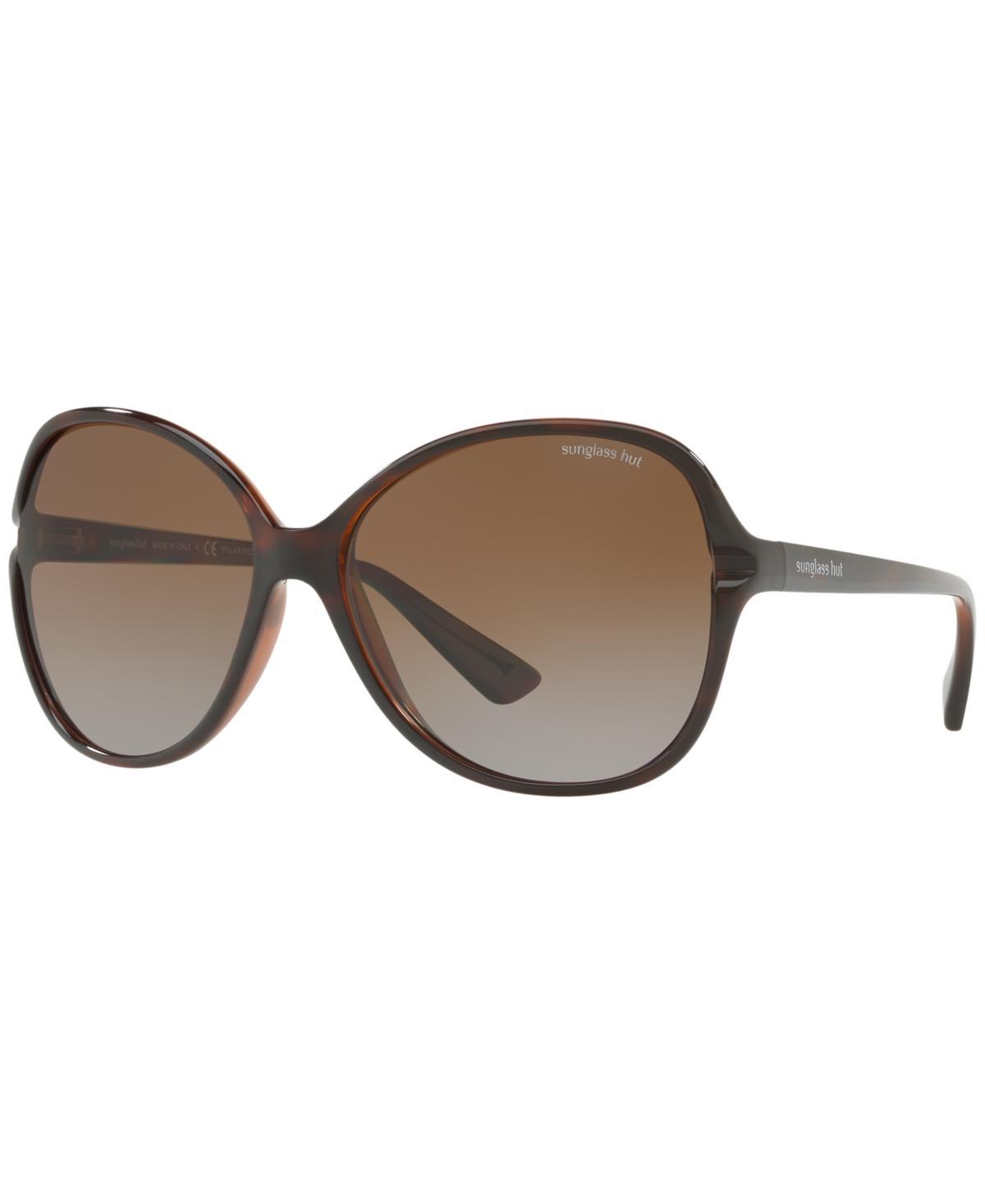 Sunglass Hut HU2001 Polarized Sunglasses - Tortoise/Gray Brown Gradient - Standard Product Image