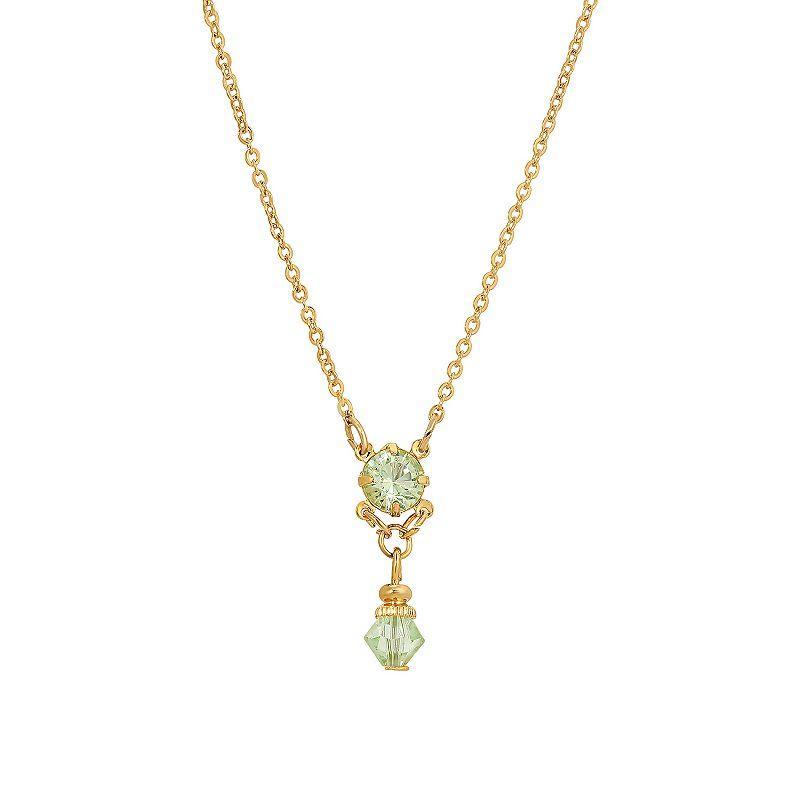 1928 Gold Tone Crystal Necklace, Womens, Green Product Image