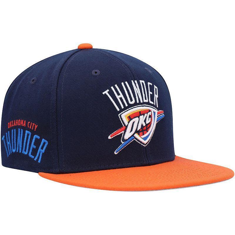 Mens Mitchell & Ness /Orange Oklahoma City Thunder Side Core 2.0 Snapback Hat, Blue Product Image