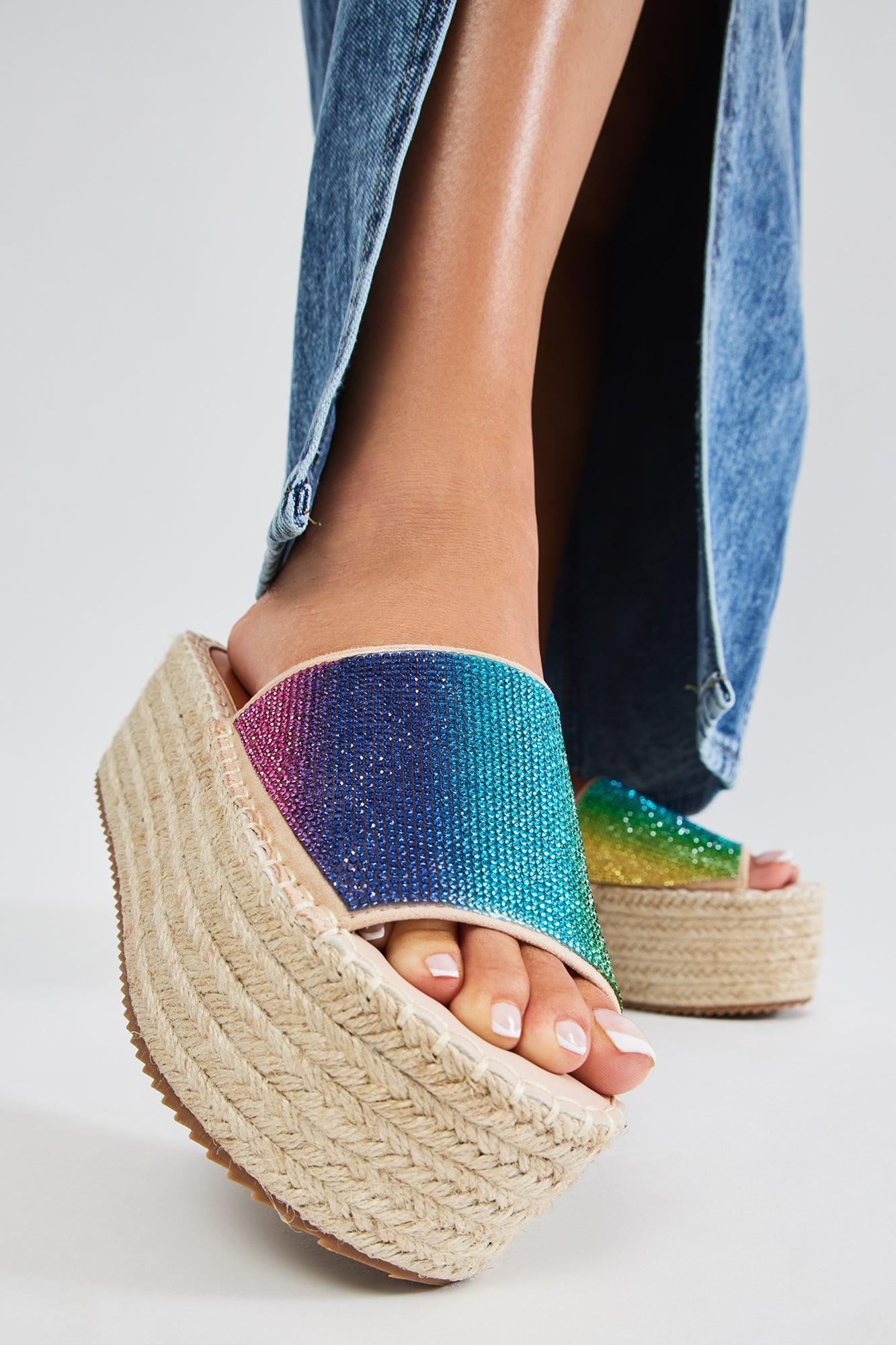 Count Me In Flatform Sandals - Multi Color Product Image