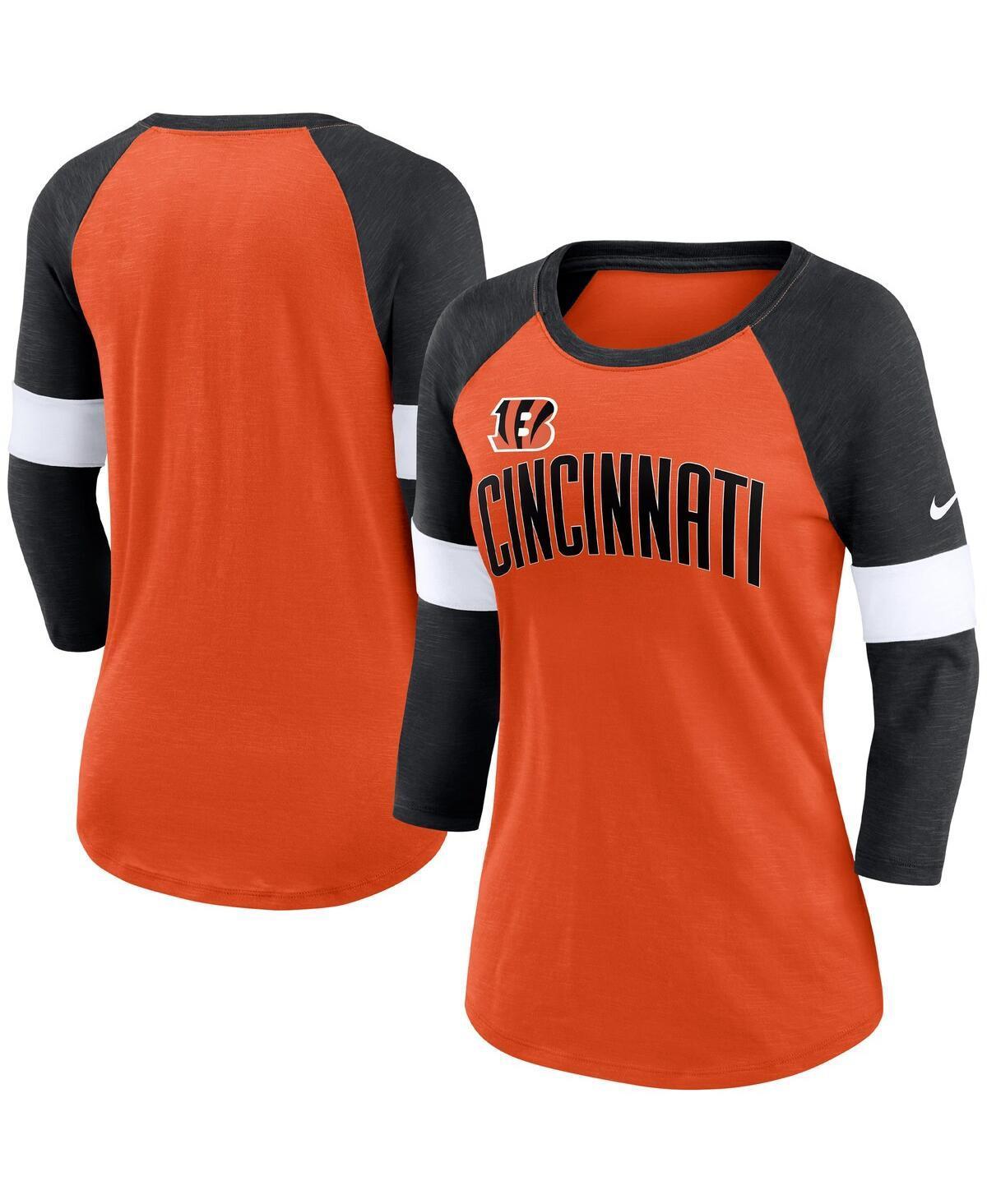 Womens Nike Cincinnati Bengals Heather /Heather Black Football Pride Raglan 3/4-Sleeve T-Shirt Product Image