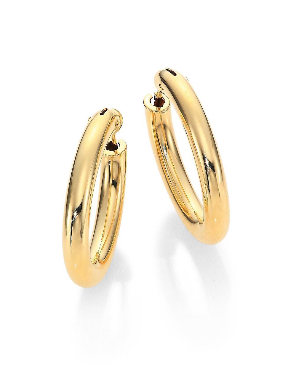 Womens 18K Yellow Gold Oval Hoop Earrings/1.05 Product Image