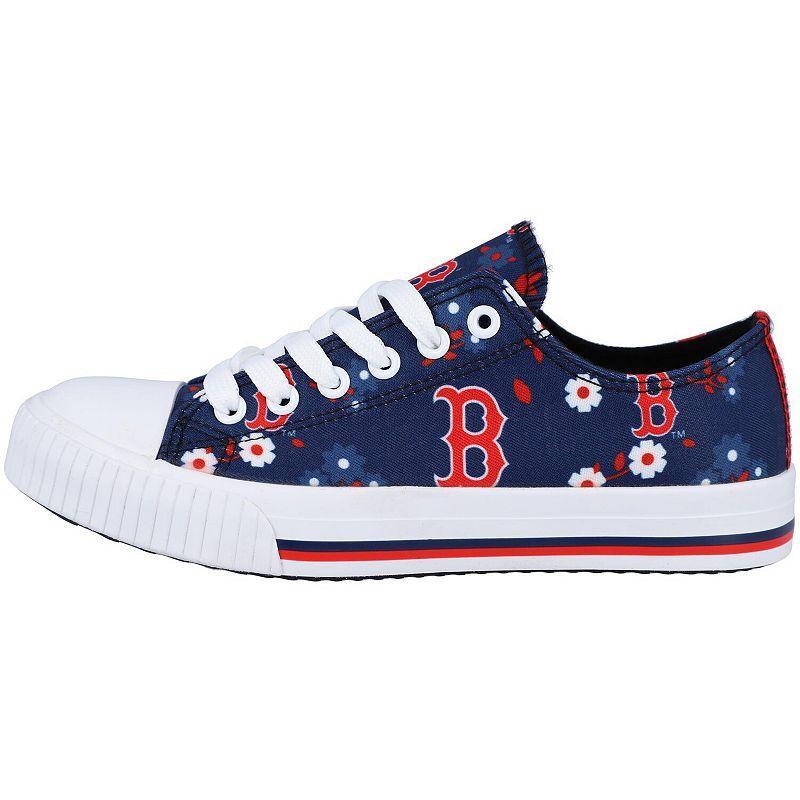 Womens FOCO Boston Red Sox Flower Canvas Allover Shoes Blue Product Image