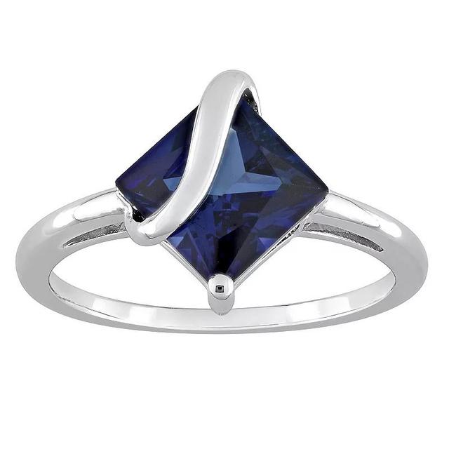 Stella Grace Sterling Silver Lab-Created Blue Sapphire Square Ring, Womens Product Image