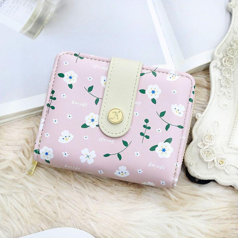 Floral Faux Leather Short Wallet Product Image