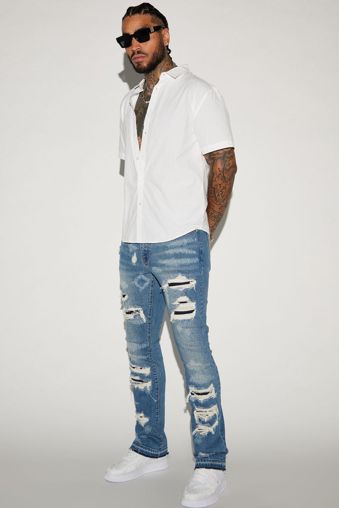 Cuff Me Stacked Skinny Flared Jeans - Medium Wash Product Image