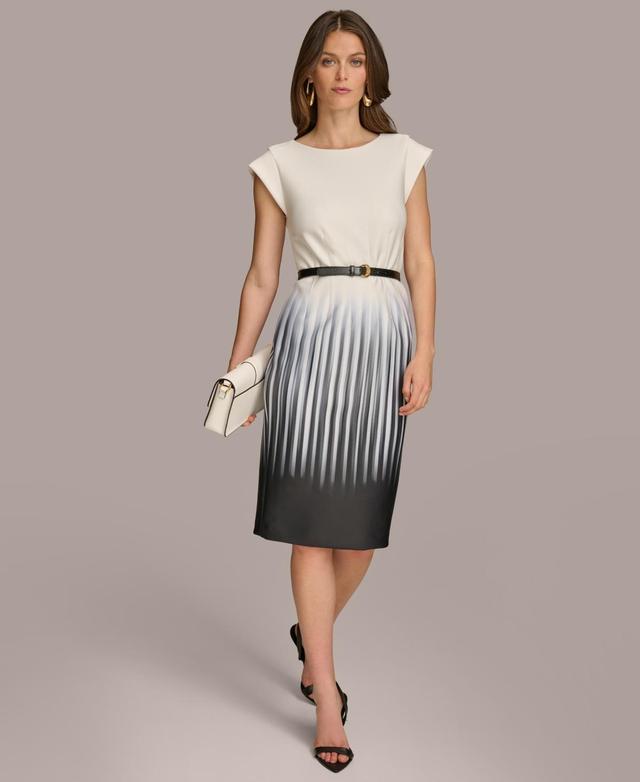 Women's Belted Ombré-Print Sheath Dress Product Image