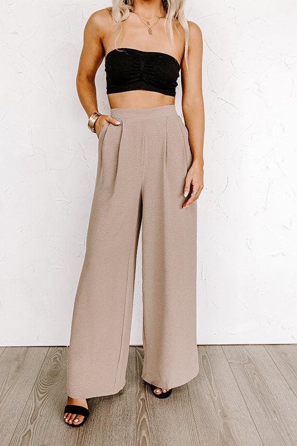 The Maddie High Waist Trousers In Taupe Product Image