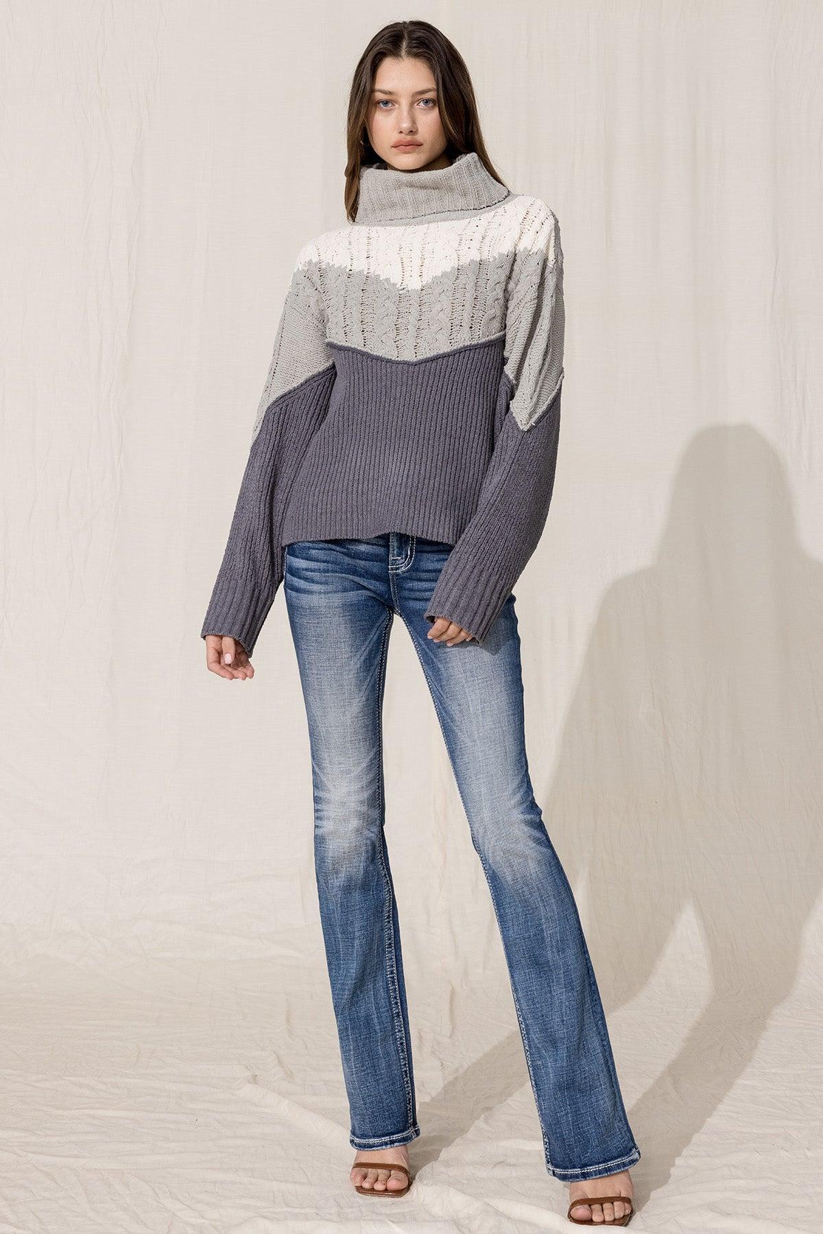 Color Blocked Turtleneck Sweater product image