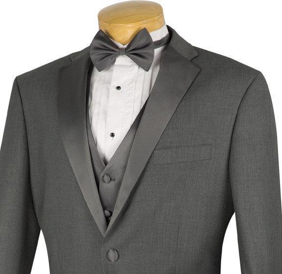 Santorini Collection - Regular Fit Gray Tuxedo 4 Piece with Vest Bow Tie Product Image