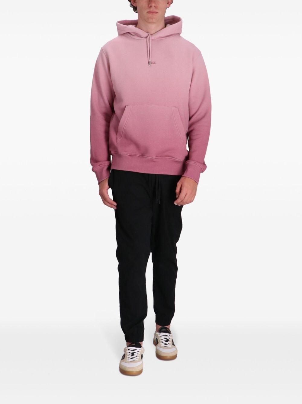 Gradient Dye Cotton Hoodie In Pink Product Image