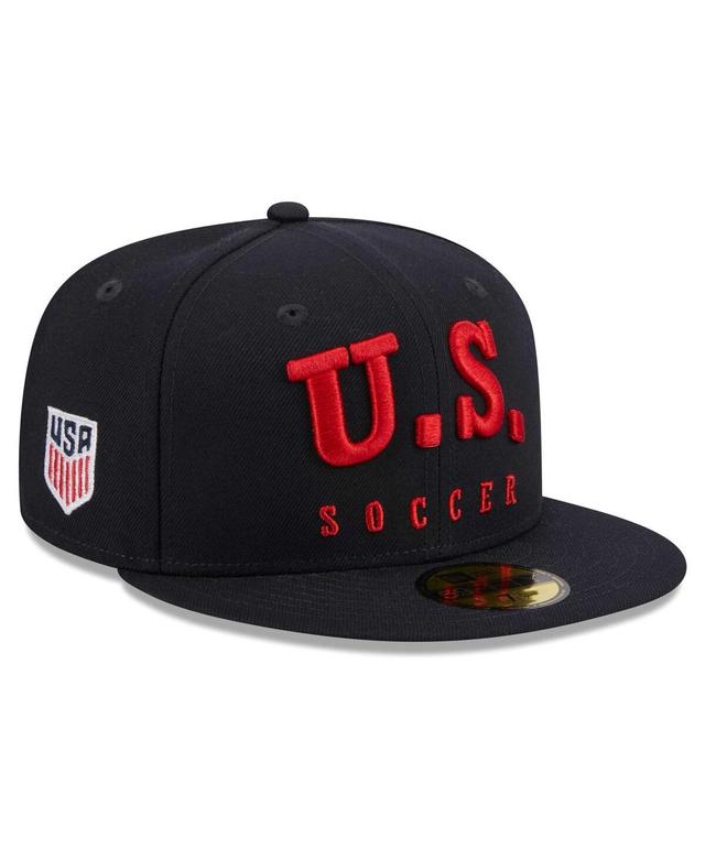 Mens New Era Navy Usmnt Text 59FIFTY Fitted Hat Product Image