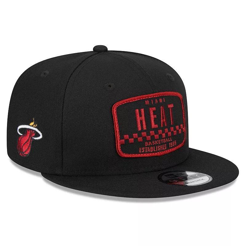 Mens New Era Miami Heat Rally Drive Finish Line Patch 9FIFTY Snapback Hat Product Image