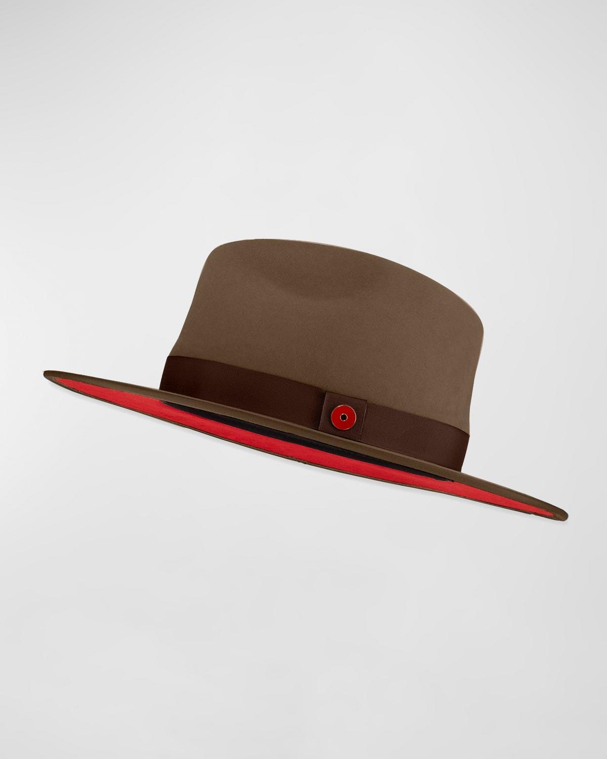 Mens Queen Red-Brim Wool Fedora Hat Product Image