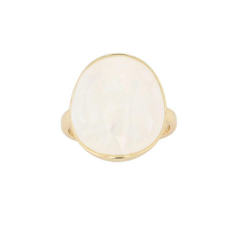 City Luxe Mother Of Pearl & Gold Oval Ring, Womens White Product Image