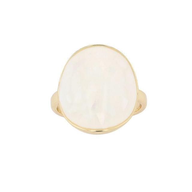 City Luxe Mother Of Pearl & Gold Oval Ring, Womens White Product Image