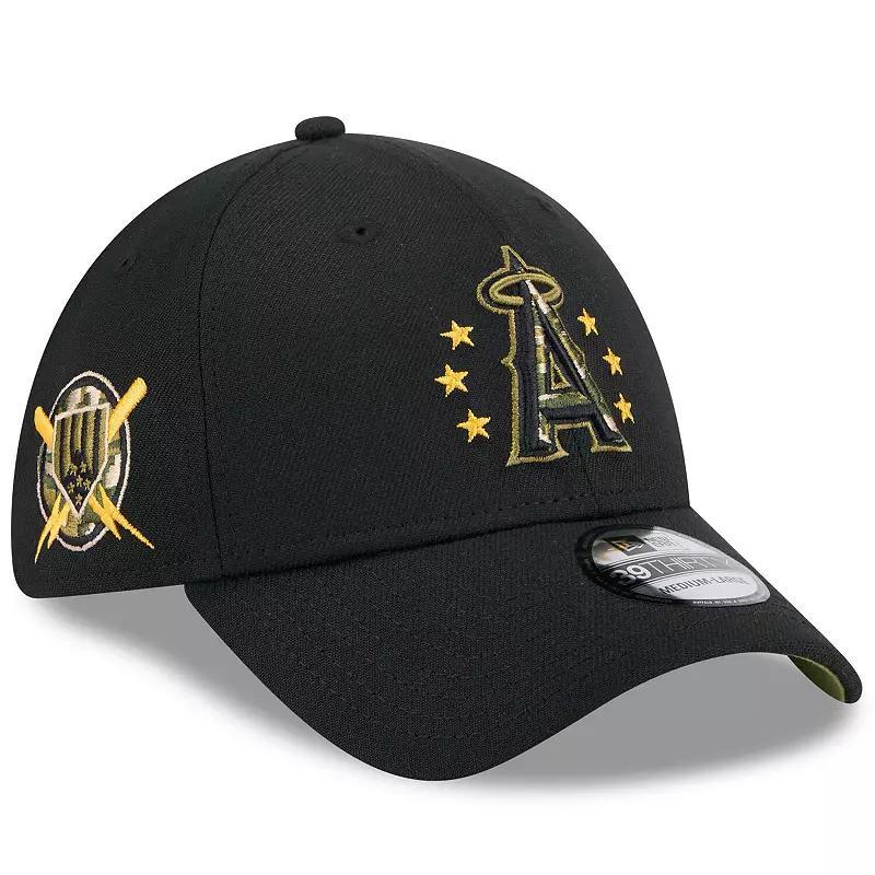 New Era Mens Black Los Angeles Angels 2024 Armed Forces Day 39THIRTY Flex Hat Product Image