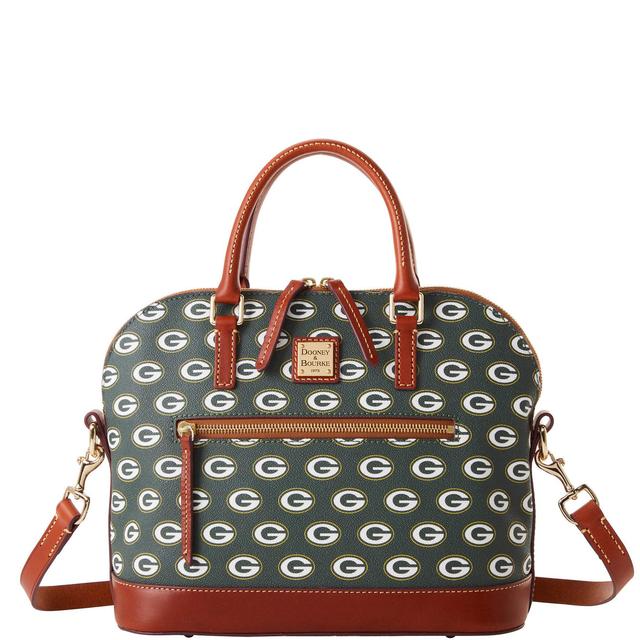 Womens Dooney & Bourke Green Bay Packers Signature Domed Zip Satchel Purse Product Image