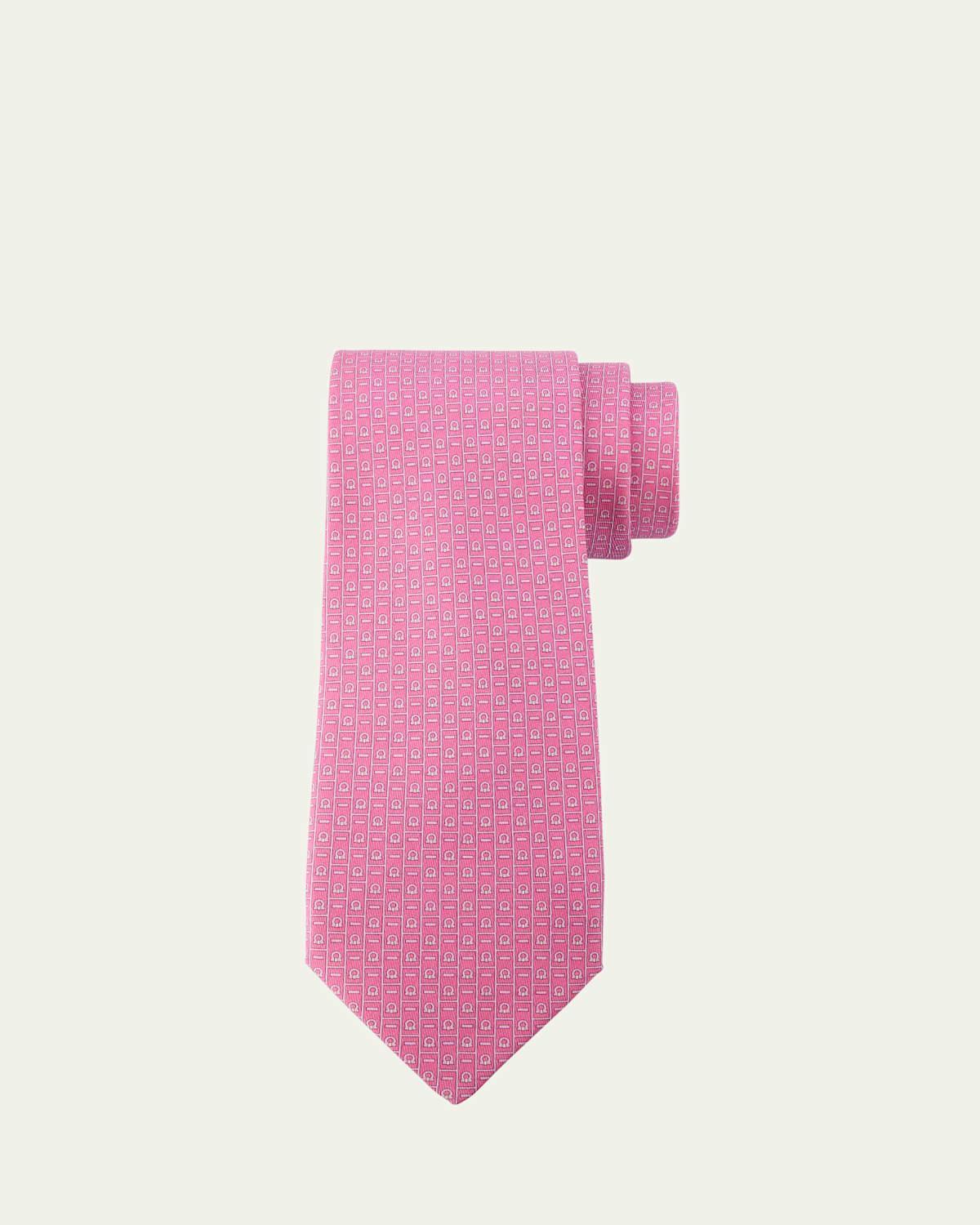 Mens Gancini Monogram-Print Silk Tie Product Image