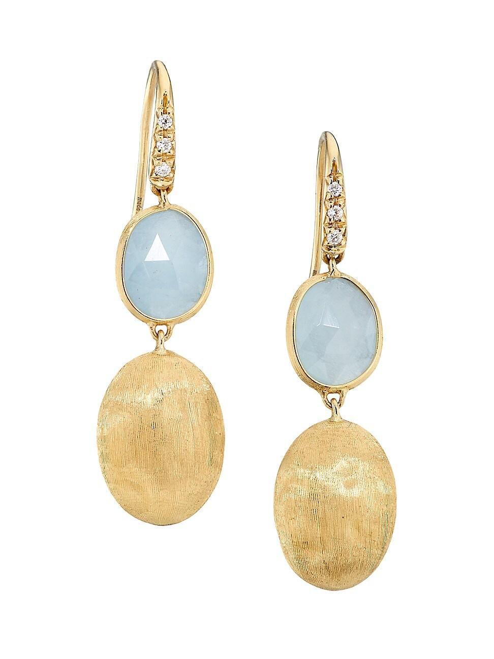 Marco Bicego Siviglia Aquamarine & Diamond Double Drop Earrings Product Image