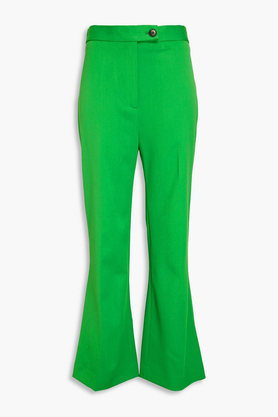 Stretch-twill Flared Pants In Green Product Image