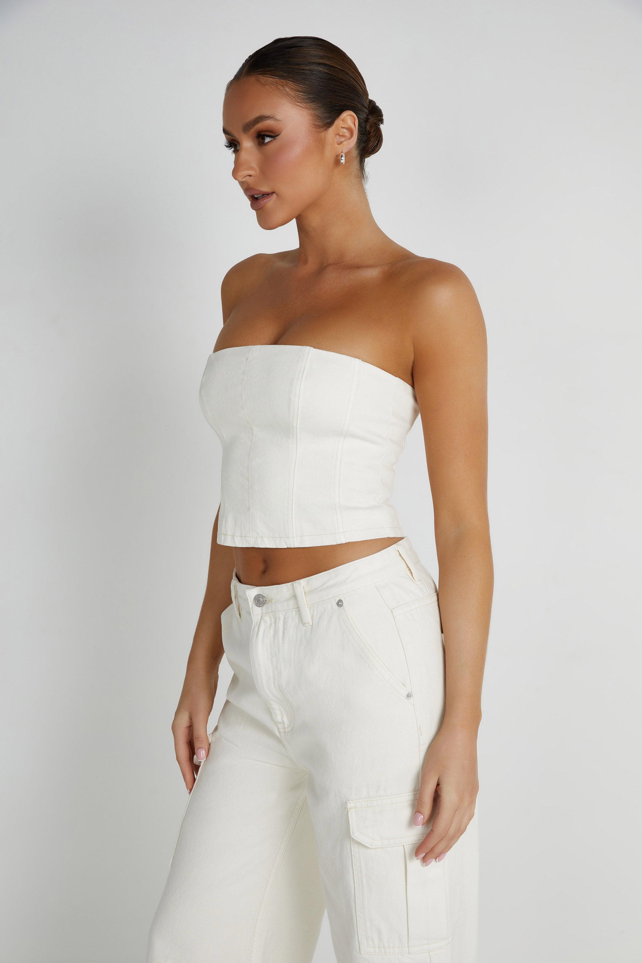 Jordana Denim Tube Top - Ecru Product Image