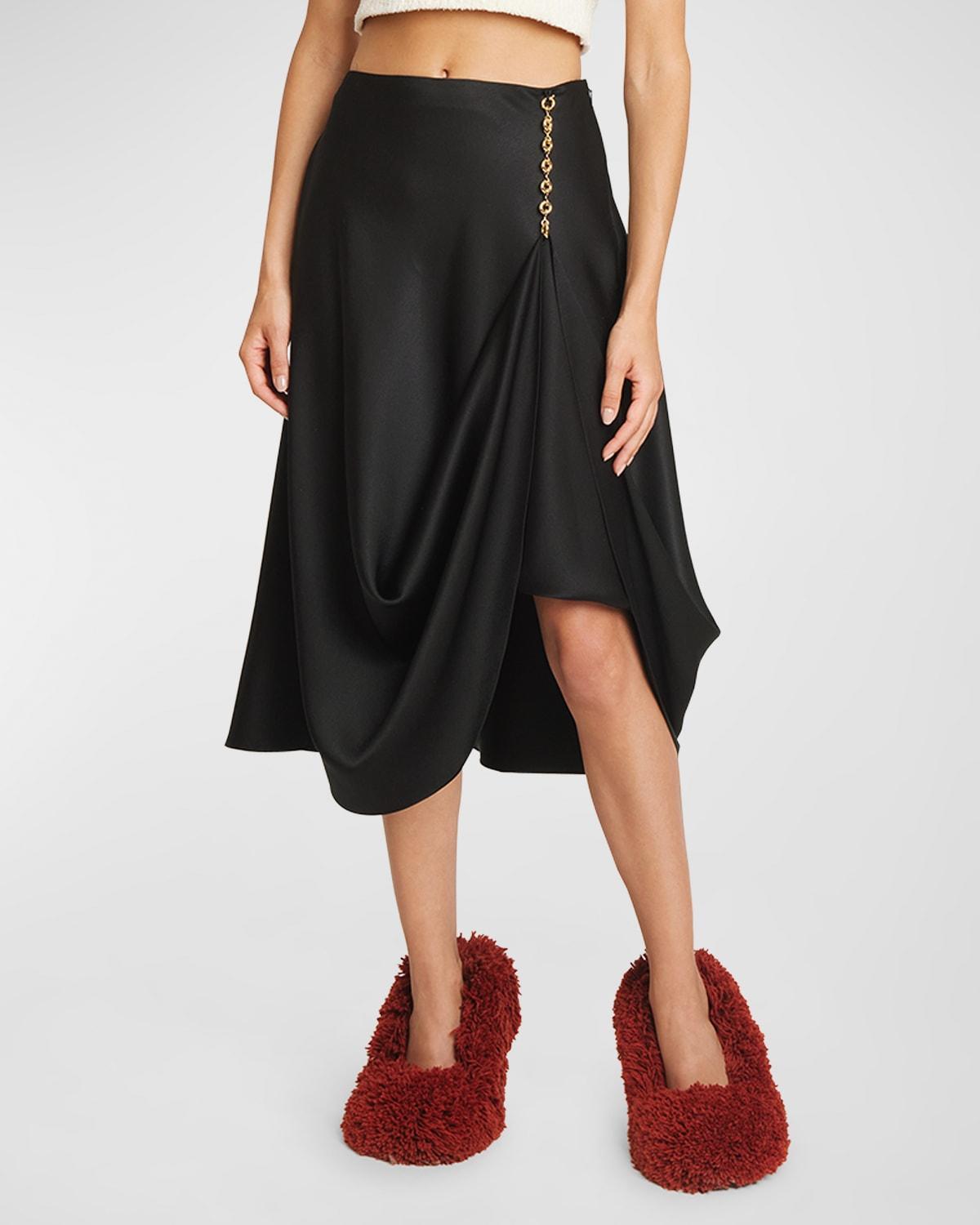 Chain Draped Midi Satin Skirt Product Image